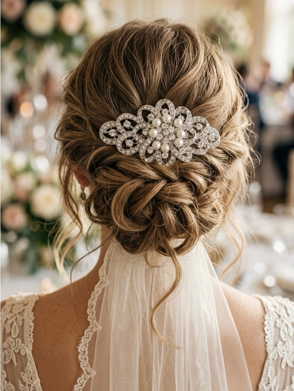 Bridal Pearl & Crystal Hair Comb - Silver